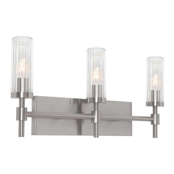 Afx Huntington 24'' Vanity, Clear Ribbed Glass Shade, Satin Nickel Finish HNTV2411MBSN - main